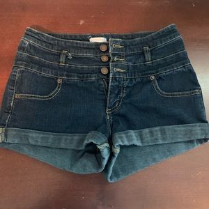 dark blue jean shorts